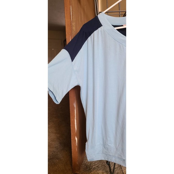 Athletic Yoga walking shirt Fuda Blue M  palm tree loose fit blue - Picture 3 of 4